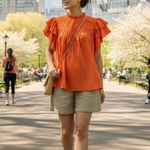 #A033   A New Day Orange Blouse - Size XXL